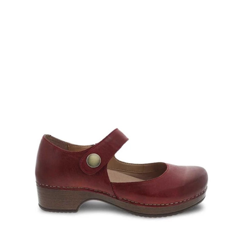 Red Dansko Work Barnes Memory Foam Women's Clogs | TGNCFJ-703