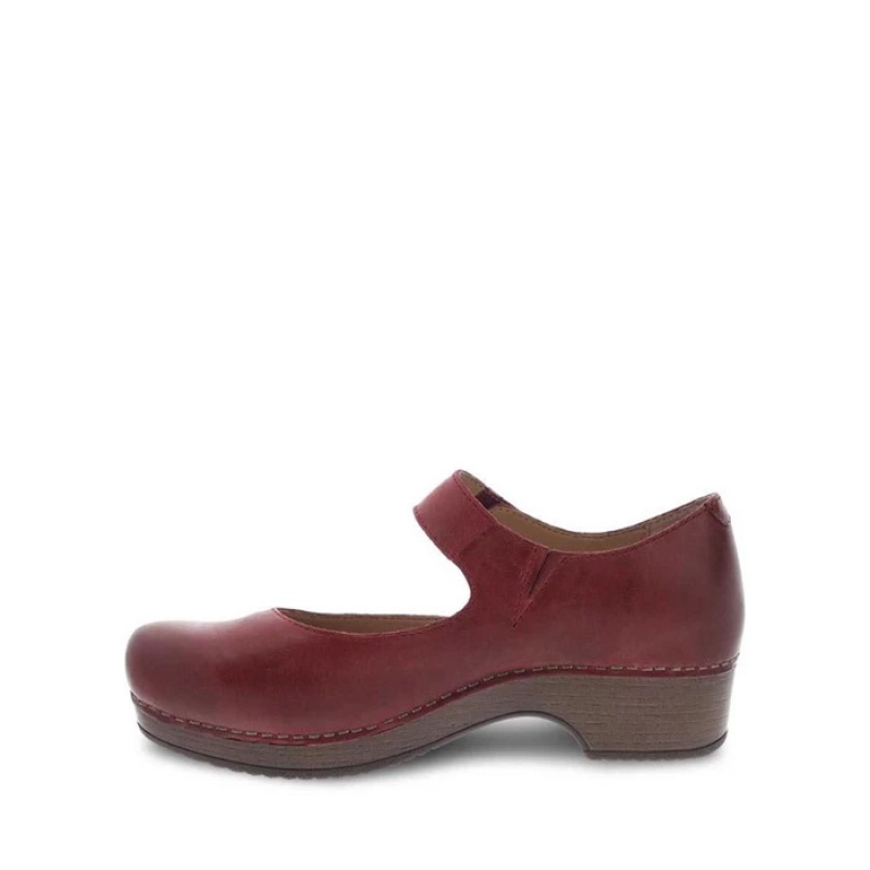 Red Dansko Work Barnes Memory Foam Women's Clogs | TGNCFJ-703