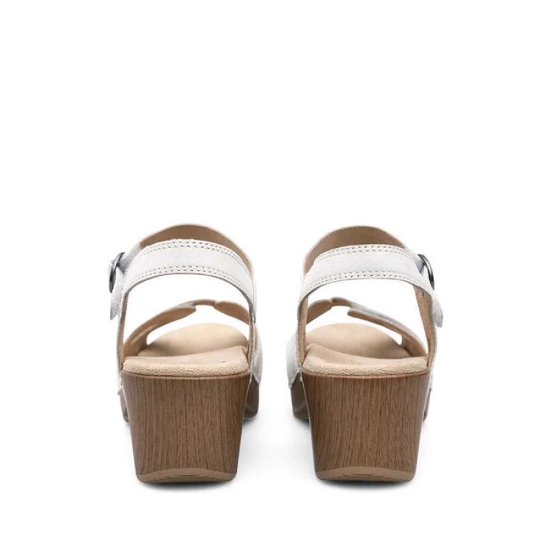 White Dansko Comfort Season Leather Women's Sandals | AYNOZE-976