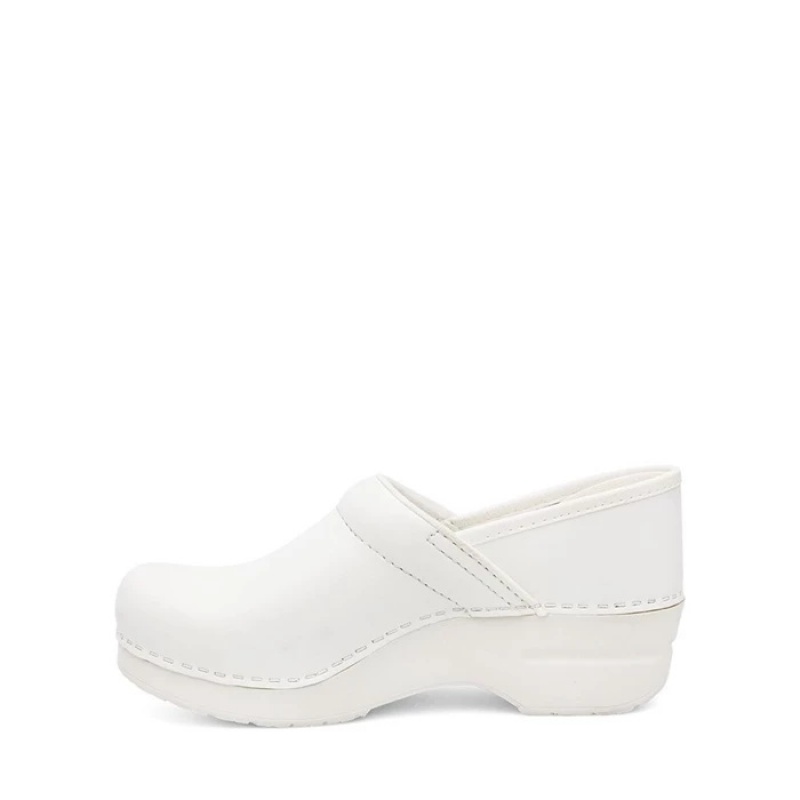 White Dansko Walking Stapled Clog Leather Women's Clogs | TIYBFJ-261